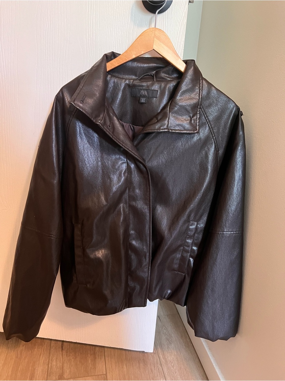 Zara Leather Bomber Jacket